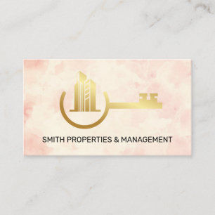 Real Estate Agent   Gold Properties Key Logo Appointment Card