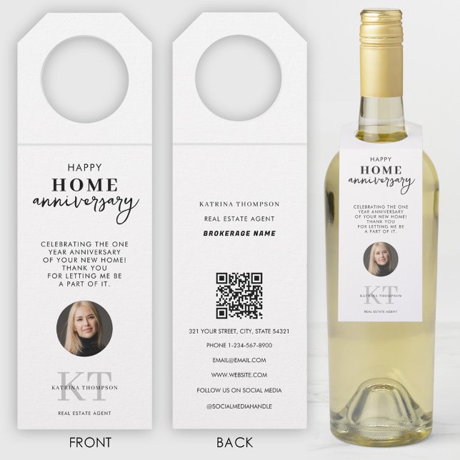 Real Estate Agent Happy Home Anniversary Bottle Tag (Real Estate Agent Happy Home Anniversary Bottle Hanger Tag)