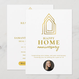 Real Estate Agent Happy Home Anniversary Gold Card