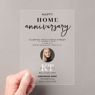 Real Estate Agent Happy Home Anniversary Thank You Acrylic Invitations
