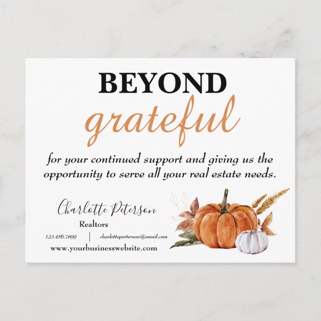 Real Estate Agent Happy Thanksgiving  Holiday Postcard (Front)