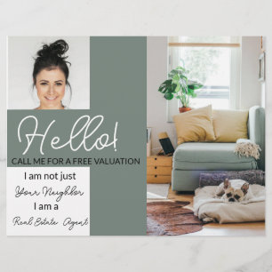 Real Estate Agent HELLO CARD shop sign Flyer