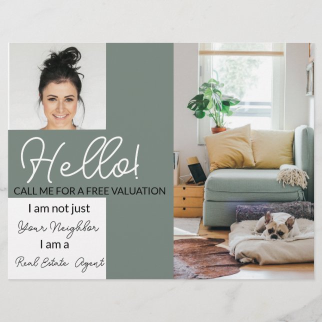 Real Estate Agent HELLO CARD shop sign Flyer (Front)