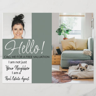 Real Estate Agent HELLO CARD shop sign Flyer