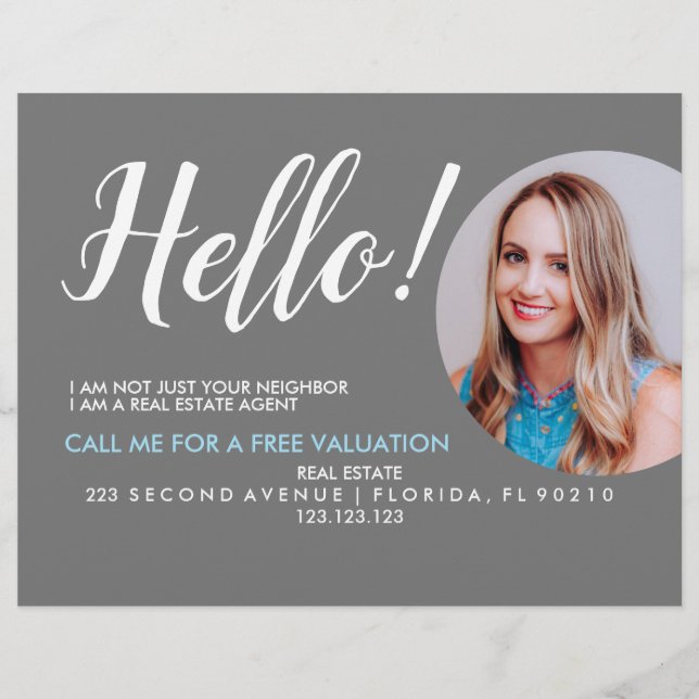 Real Estate Agent HELLO CARD shop sign Flyer (Front)