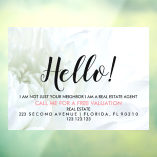 Real Estate Agent HELLO CARD sign 