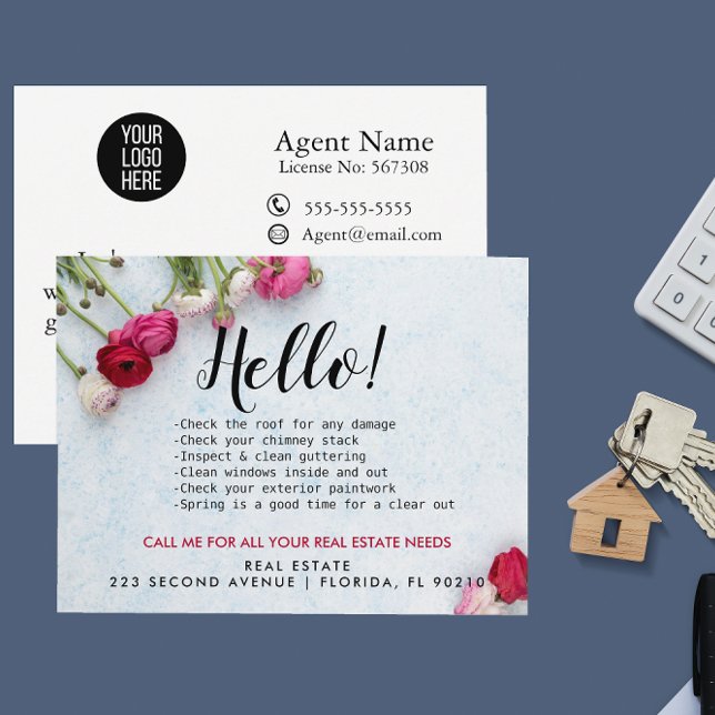 Real Estate Agent HELLO Spring checklist Announcement Postcard (Creator Uploaded)