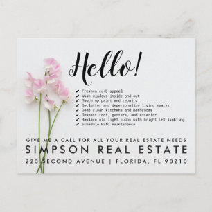 Real Estate Agent HELLO Spring checklist Announcement Postcard