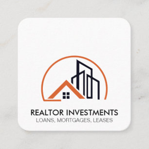 Real Estate Agent   Home and Buildings Square Business Card