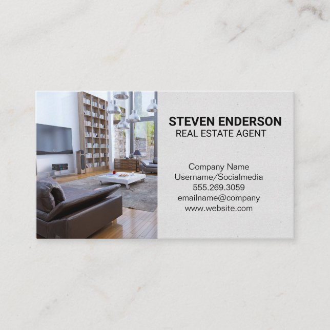 Real Estate Agent | Home Interior Business Card (Front)