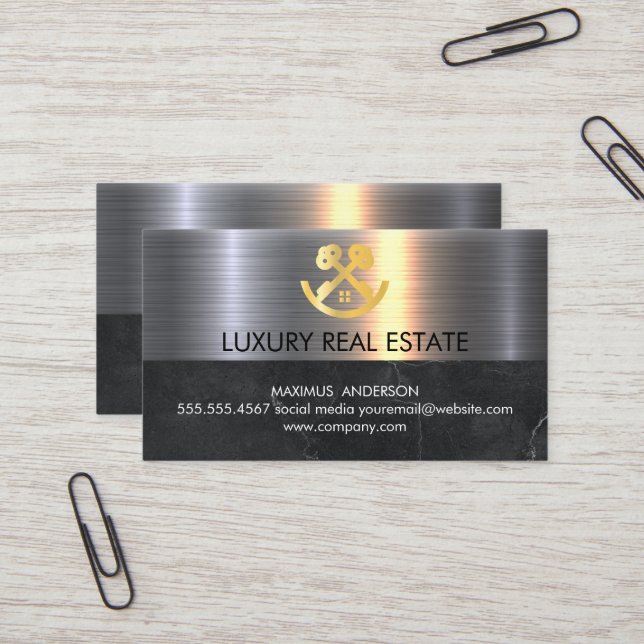 Real Estate Agent | Home Keys Logo Business Card (Front/Back In Situ)