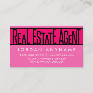Real Estate Agent Hot Pink Business Card