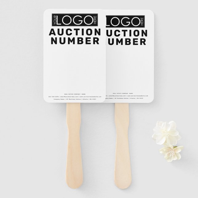 Real Estate Agent House Bidding Auction Paddle Hand Fan (Front and Back)