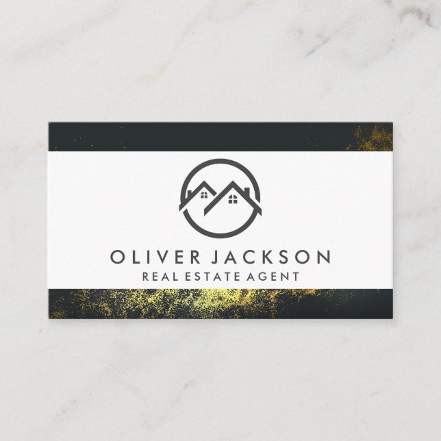 Real Estate Agent Icon | Gold Dust Business Card (Front)
