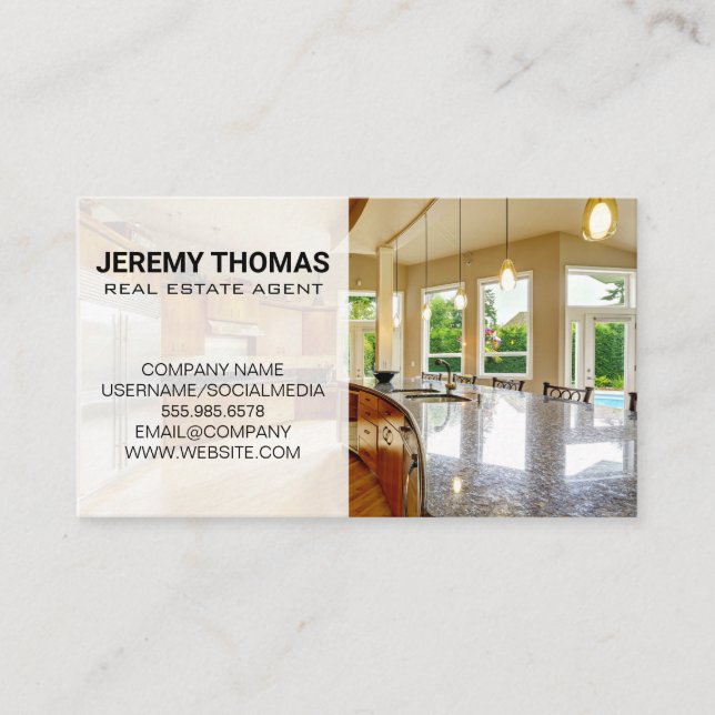 Real Estate Agent | Interior Home | Modern Kitchen Business Card (Front)