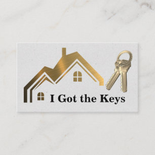 Real Estate Agent   Keys   Gold Home Business Card