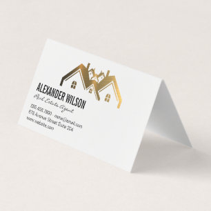 Real Estate Agent Keys Gold Home Business Card