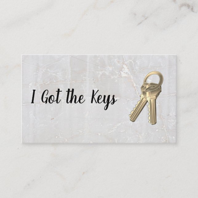 Real Estate Agent | Keys | Marble Business Card (Front)