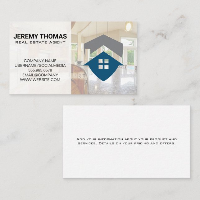 Real Estate Agent | Kitchen | Realtor Logo  Business Card (Front/Back)