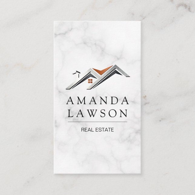 Real Estate Agent Logo | Marble | Corporate Icon Appointment Card (Front)