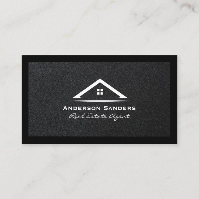 Real Estate Agent | Lux Executive Leather Business Card (Front)