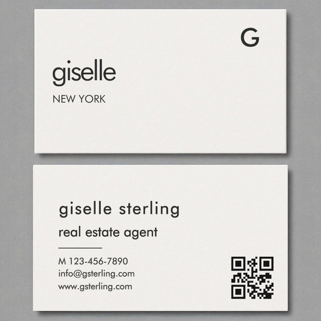 Real Estate Agent Luxury QR Code Monogram  Business Card (Creator Uploaded)