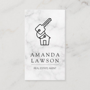 Real Estate Agent Marble Keys and Home Appointment Card
