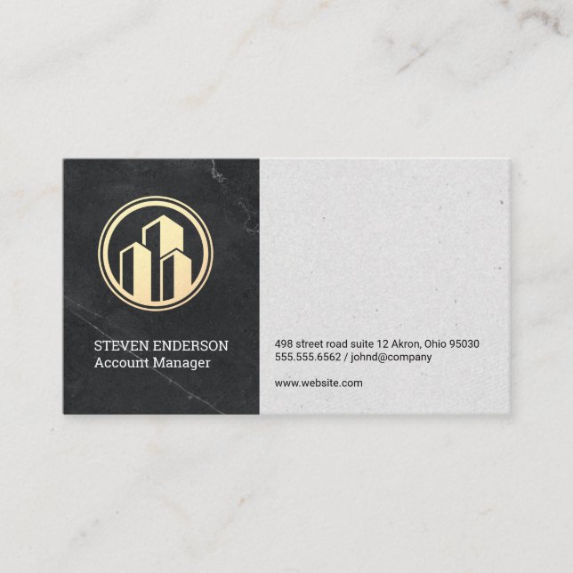 Real Estate Agent | Marble Luxury Business Card (Front)