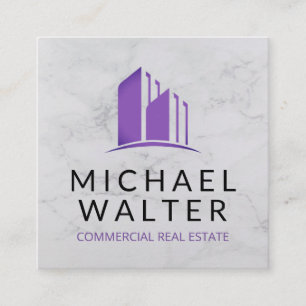 Real Estate Agent   Marble   Property Manager Square Business Card