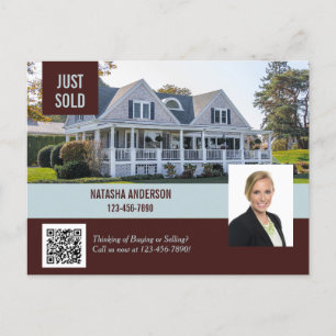 Real Estate Agent Marketing Just Sold QR Code Postcard
