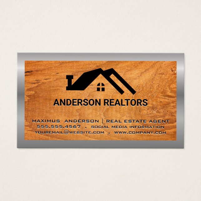 Real Estate Agent | Metal Border Wood (Front)