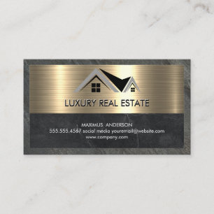 Real Estate Agent   Metallic Gold Marble Slate Business Card