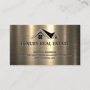 Real Estate Agent Metallic Gold Metallic Shine Business Card