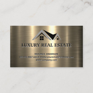 Real Estate Agent | Metallic Gold Metallic Shine Business Card