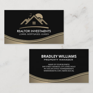 Real Estate Agent Metallic Wave Business Card