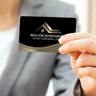 Real Estate Agent   Metallic Wave Business Card