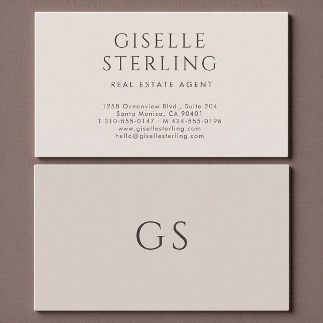 Real Estate Agent Minimalist Luxury Neutral Modern Business Card (Creator Uploaded)