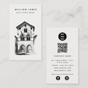 Real Estate Agent  Minimalist QR Code Social Media Business Card