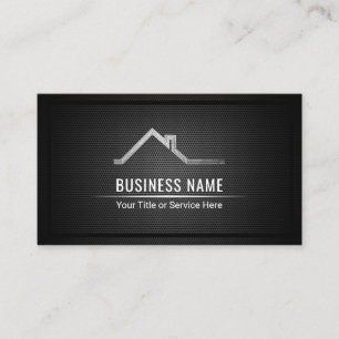 Real Estate Agent Modern Black Metallic Business Card