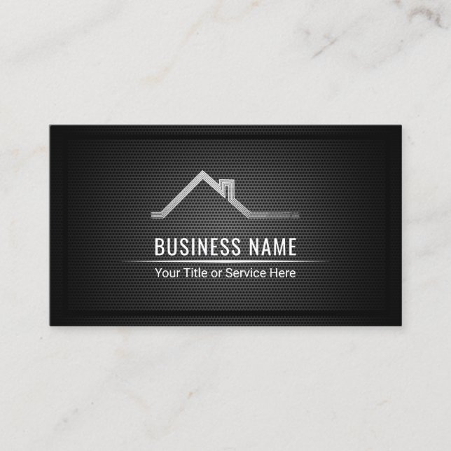 Real Estate Agent Modern Black Metallic Business Card (Front)