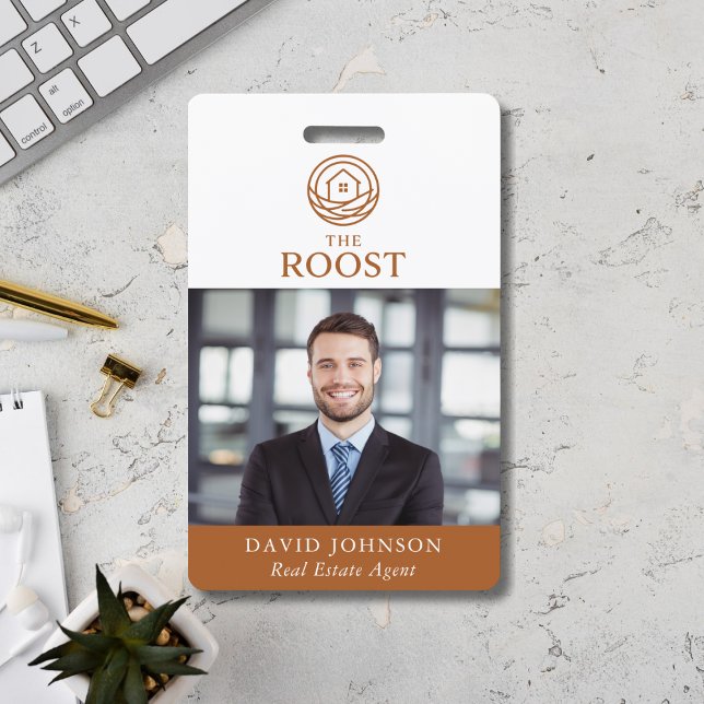 Real Estate Agent Modern Photo QR Code Logo ID Badge (Real Estate Agent Modern Photo QR Code Logo Badge)