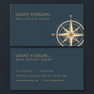 Real Estate Agent Nautical Compass Professional Business Card