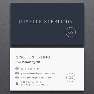 Real Estate Agent Navy Blue Modern Luxury Business Card
