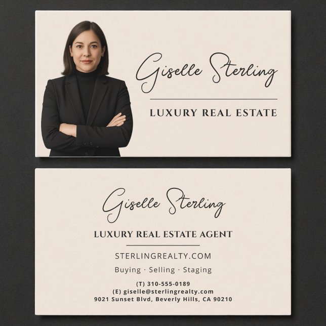 Real Estate Agent Neutral Professional Photo Business Card (Creator Uploaded)