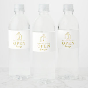 Real Estate Agent Open House Gold Key Water Bottle Label