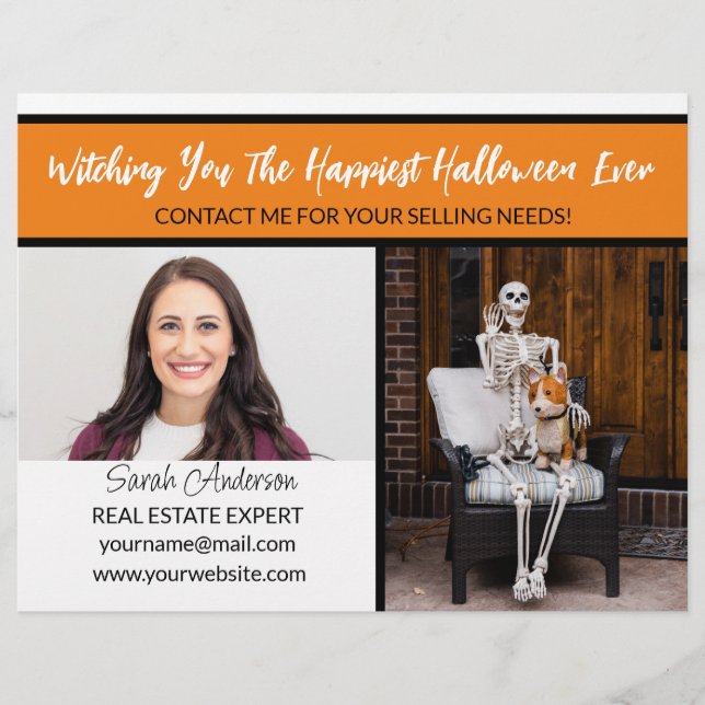 Real Estate Agent orange halloween sign Flyer (Front)