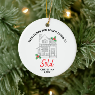 Real Estate Agent Personalized Realty Home Broker Ceramic Tree Decoration