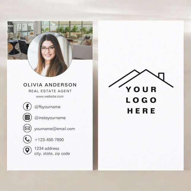 Real Estate Agent Photo Logo Social Media Business Card (Creator Uploaded)
