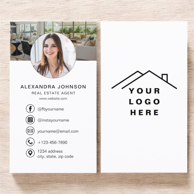 Real Estate Agent Photo Logo Social Media Business Card (Creator Uploaded)