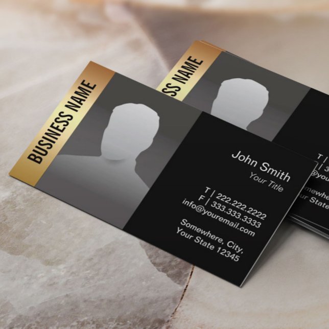 Real Estate Agent Photo Modern Black & Gold Business Card (Creator Uploaded)